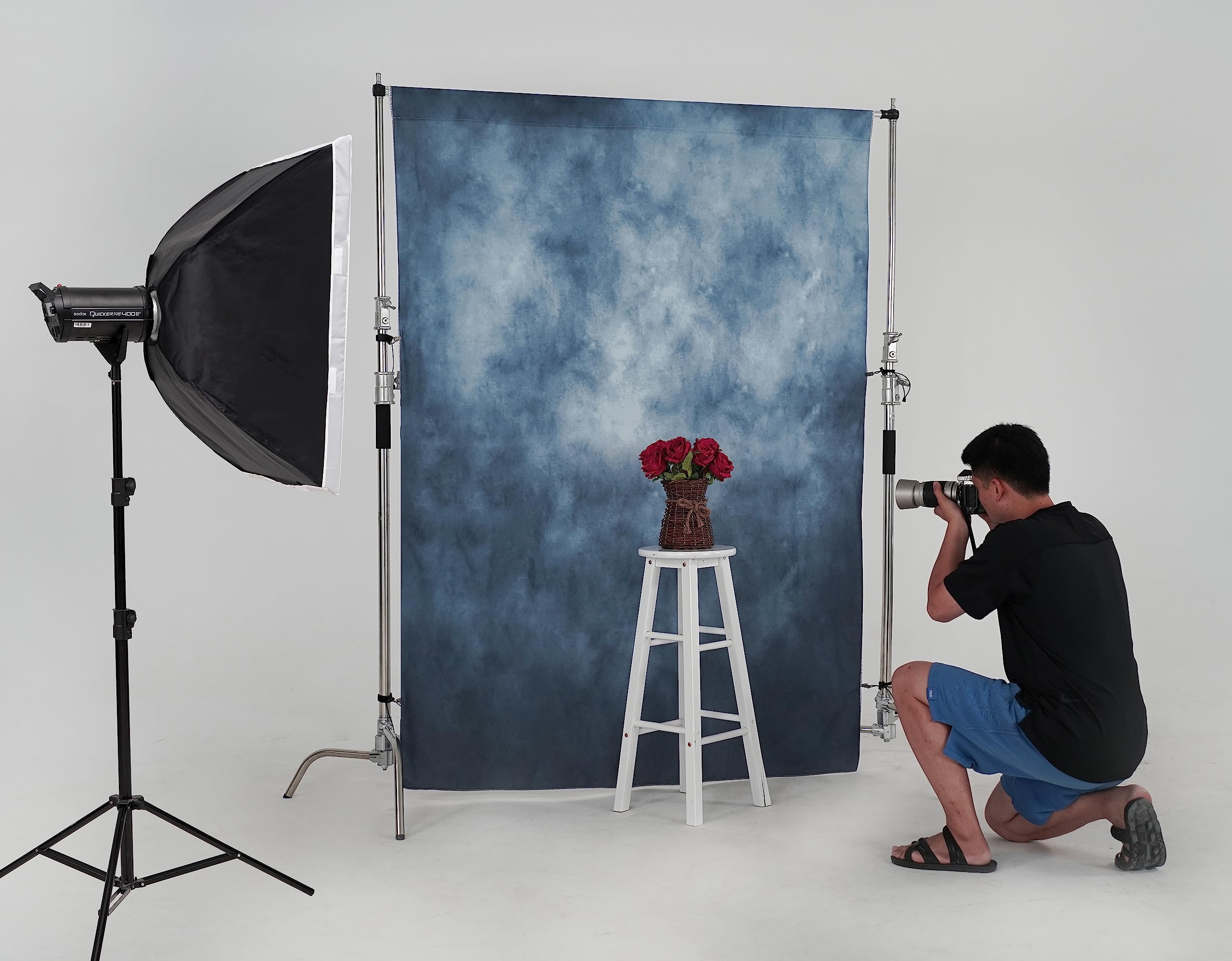 Kate 1.5x2.2m Blue Photography Backdrop - Premium Microfiber Portrait Background for Newborn, Wedding & Studio Photo Shoots - Durable Photo Props for Professional Photographers