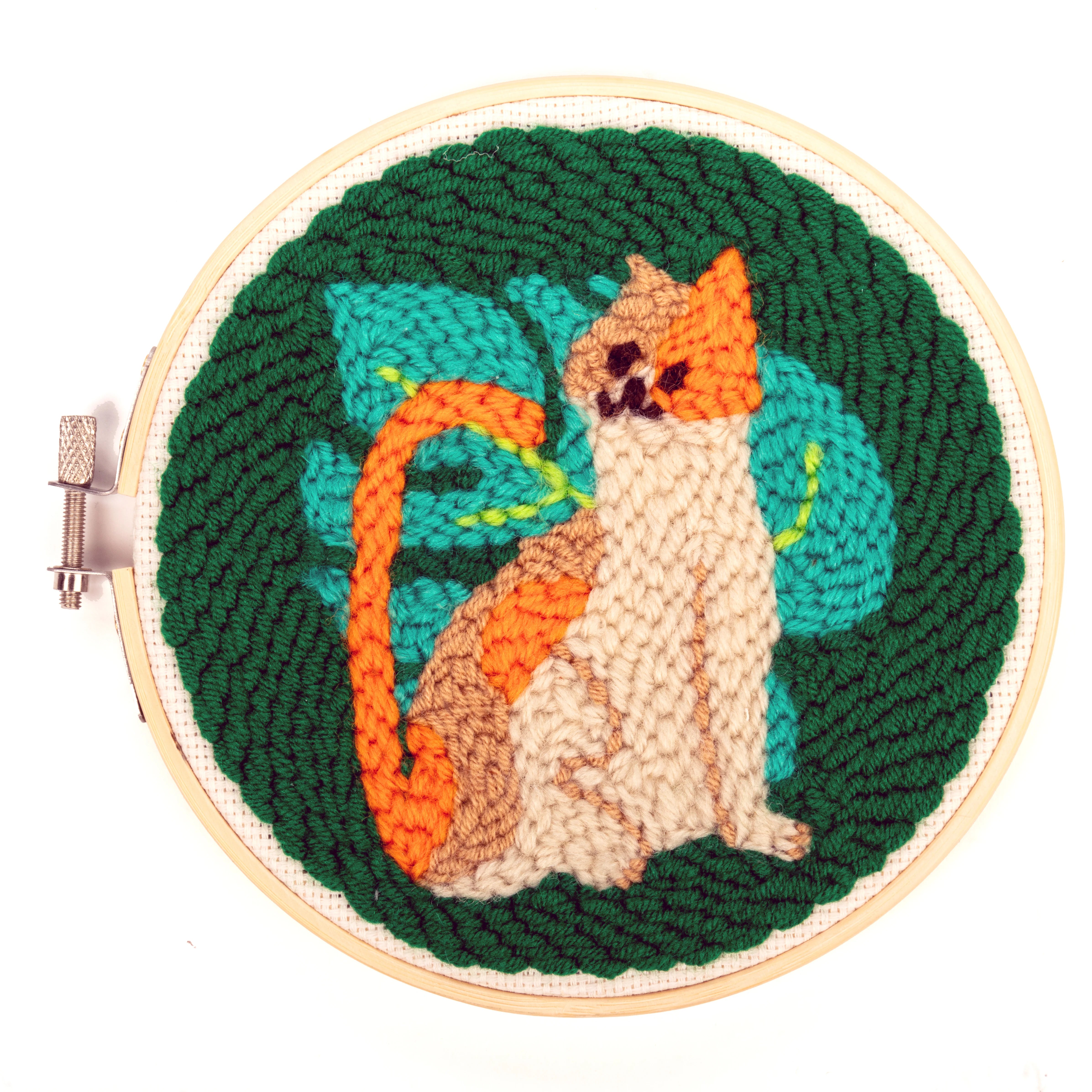 DIY Cat Punch Needle Kit for Beginners - Complete Embroidery Craft Set with Wool Yarn, Needles & Hoop - Perfect for Home Decor, Wall Art & Handmade Gifts