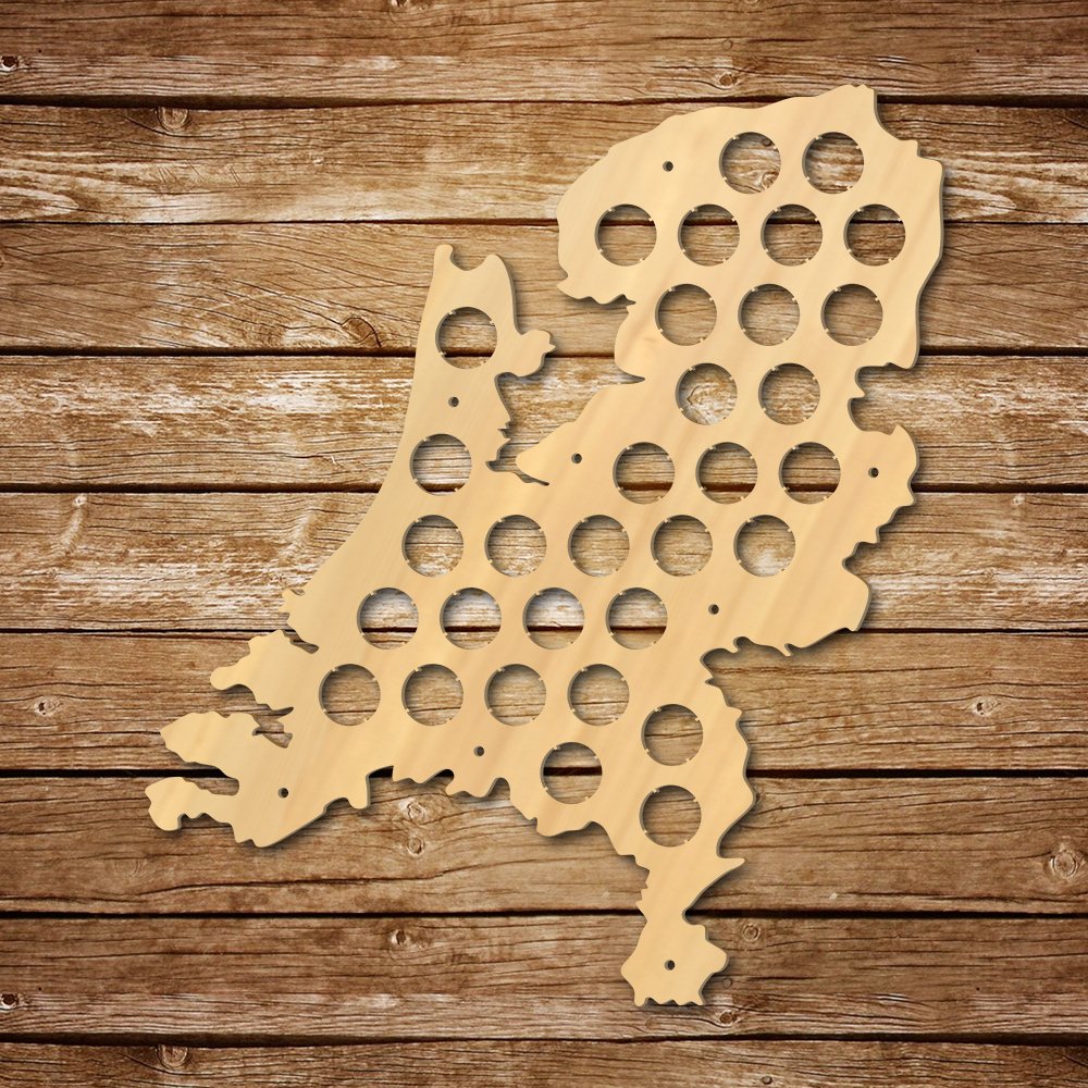 Netherlands Beer Cap Map - Patriotic Wooden Wall Sign for Dutch Beer Bottle Cap Display | Holland-Themed Man Cave Decor & Beer Lover Gift - Perfect for Home Bars, Game Rooms & Dutch Pride Collections
