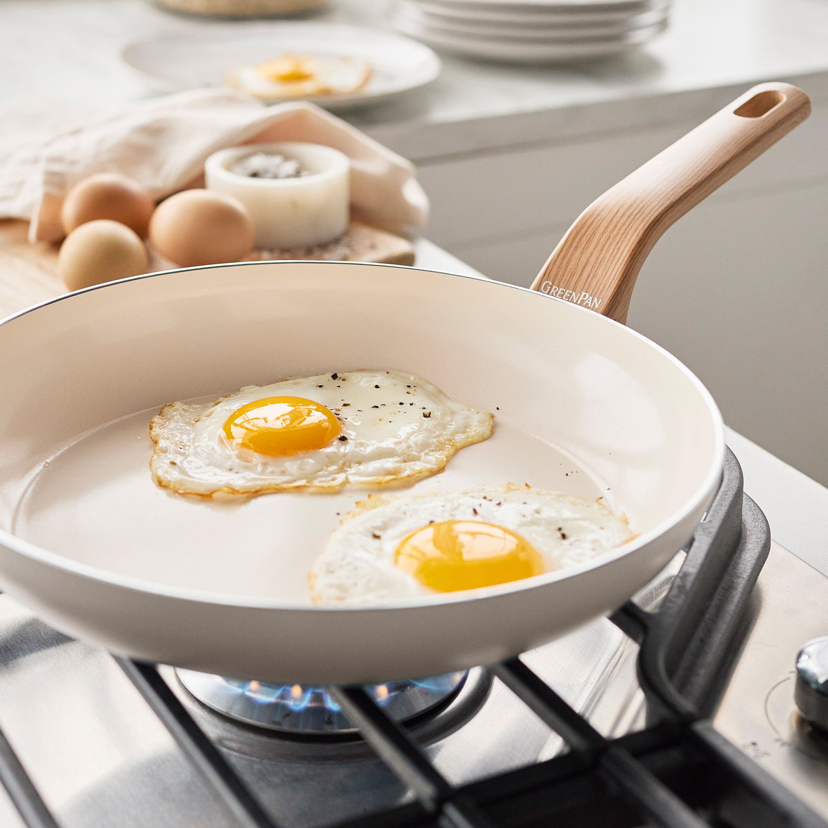 Premium Essence Ceramic Nonstick 10-Piece Cookware Set - Eco-Friendly, PFOA-Free, Dishwasher Safe - Perfect for Sauteing, Frying & Everyday Cooking | Taupe Color