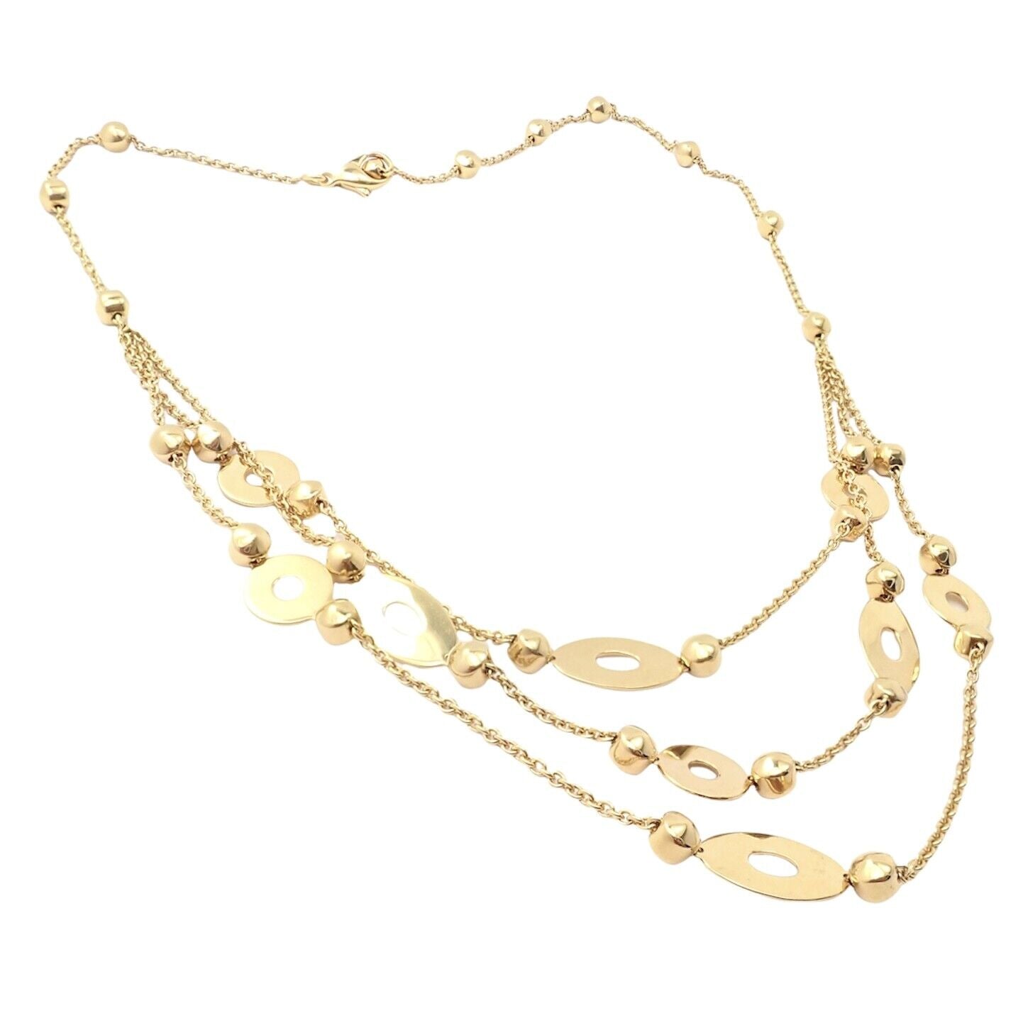 Authentic Bulgari Bvlgari Lucea 18k Yellow Gold Three Row Necklace for Women - Luxury Italian Jewelry Gift for Anniversary, Wedding & Special Occasions