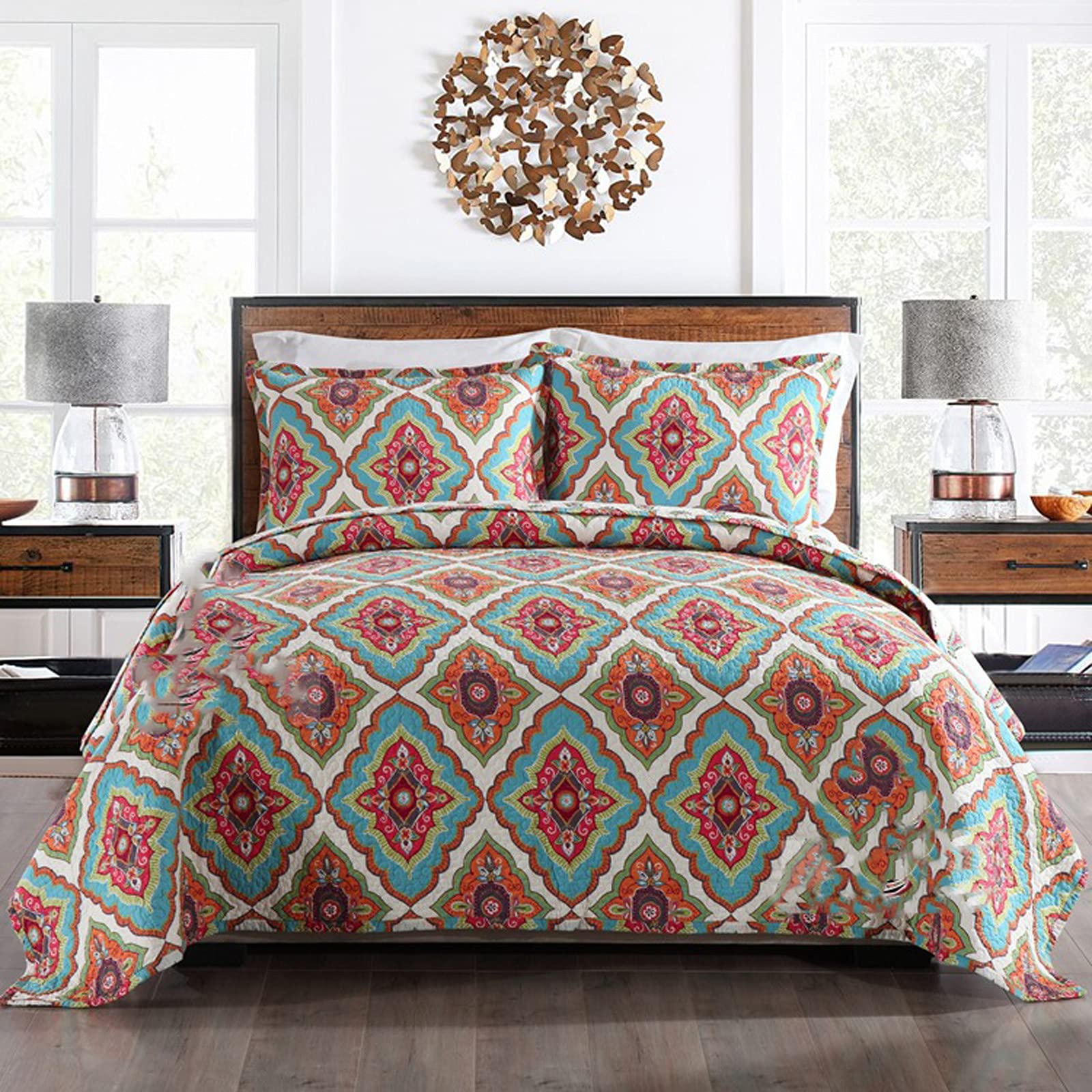 Queen Size Quilt Sets with Matching Curtains & Bedspreads - 3-Piece Bedding Set Includes Coverlet and 2 Pillowcases (Twin Option Available) - Perfect for Master Bedroom, Guest Room, or Dorm Decor