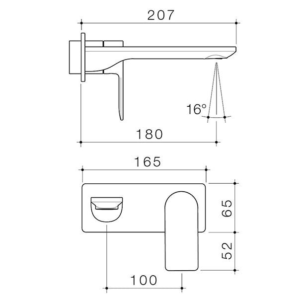 Caroma Urbane II 180mm Lead-Free Wall Mounted Basin/Bath Mixer Tap - Rectangle Chrome Design for Modern Bathrooms | Perfect for Vanities, Sinks & Bathtubs