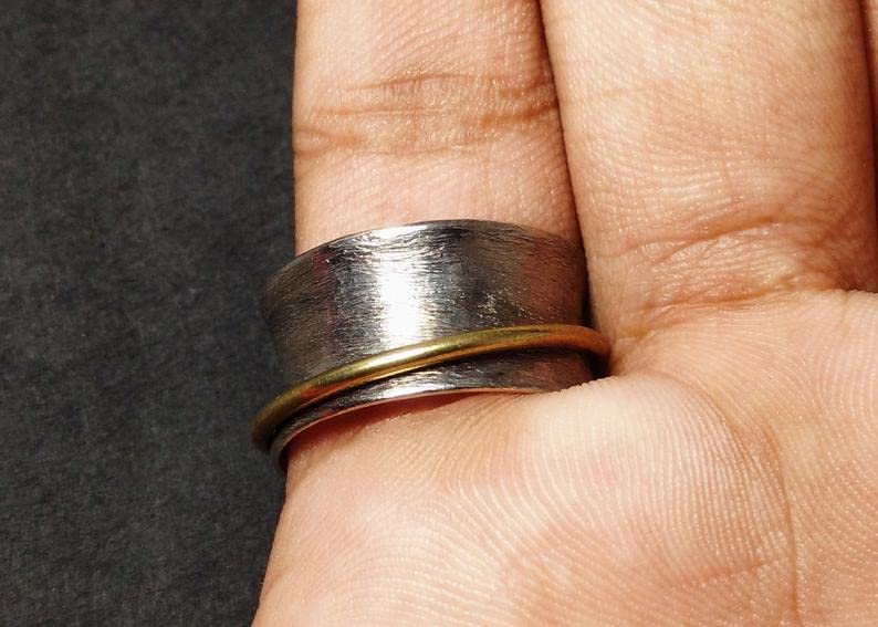 Spinner Ring for Anxiety Relief - 925 Sterling Silver Fidget Ring for Meditation & Stress Relief - Handmade Hammered Worry Ring for Adults - Perfect for ADHD, Anxiety & Focus
