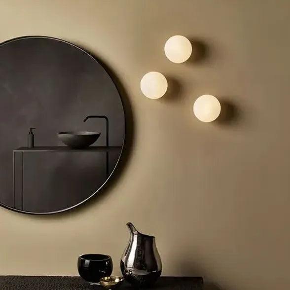 Modern Flush Mount Wall Light - White Glass LED Fixture for Bedroom, Hallway & Living Room Lighting