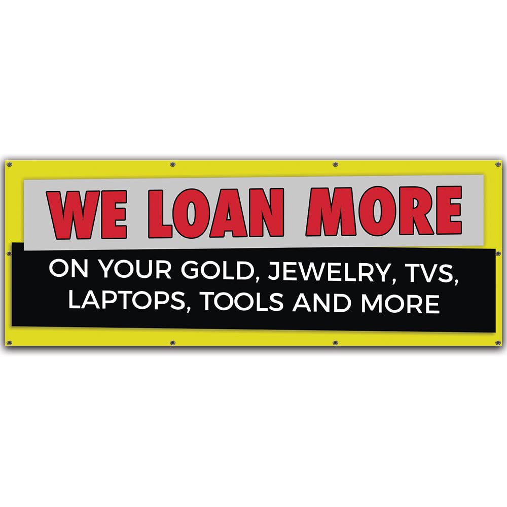 Premium Gold Jewelry, TVs & Laptops for Sale | 36x96 Inch Heavy Duty 13oz Outdoor Vinyl Banner with Grommets | Made in USA | Perfect for Pawn Shops, Retail Stores & Outdoor Advertising