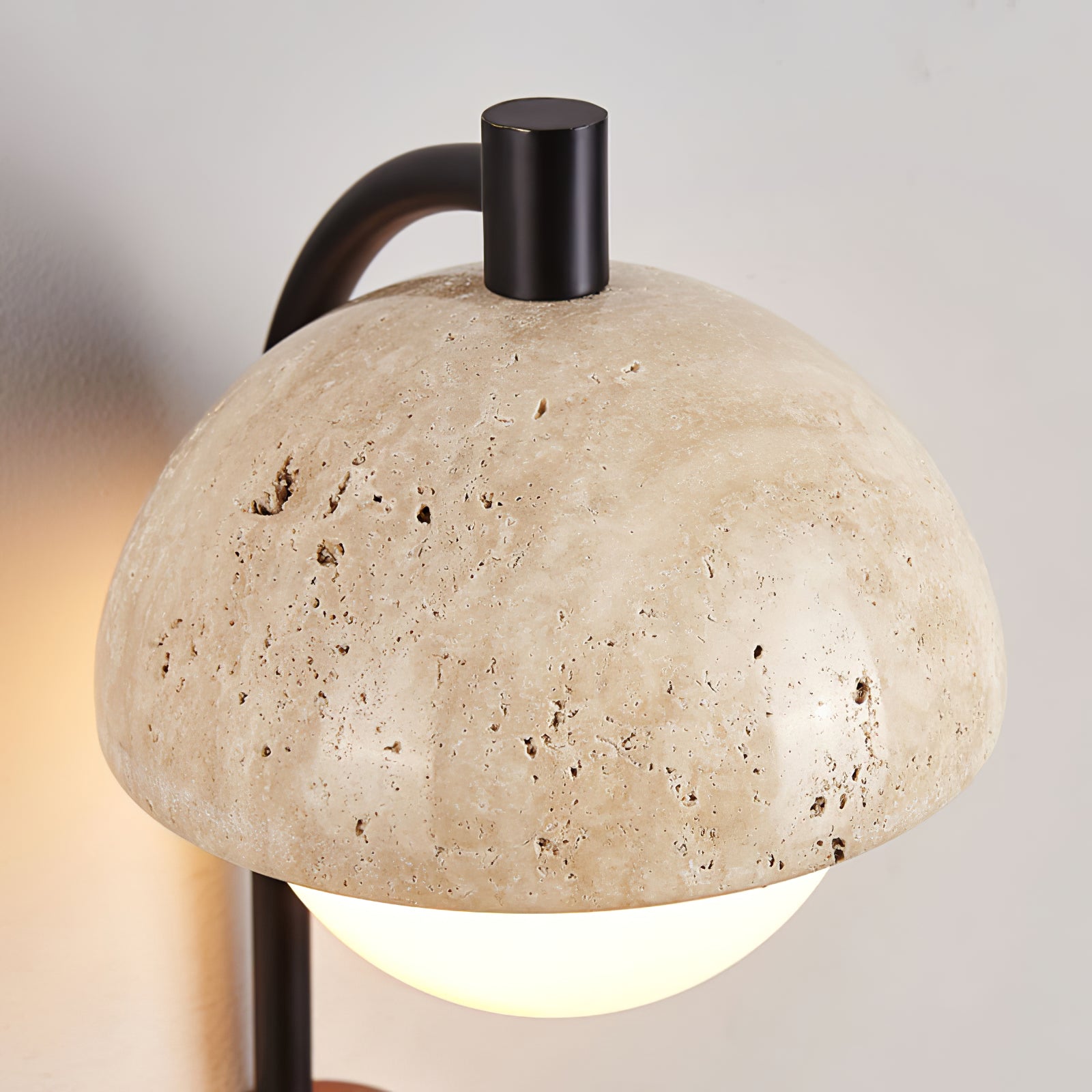 Arco Travertine Wall Lamp - Modern Rustic Sconce Light Fixture for Living Room, Bedroom, and Hallway Decor