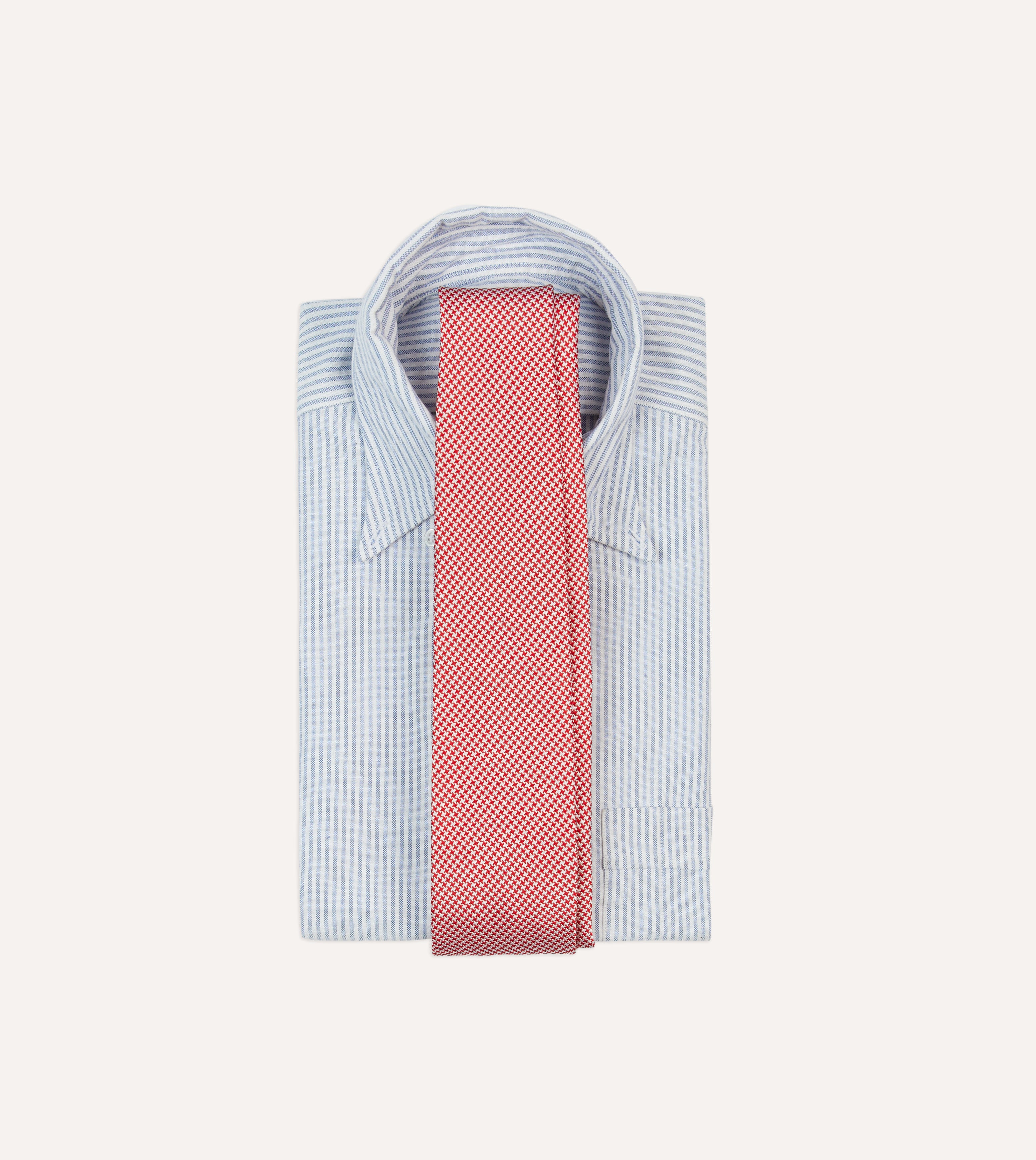 Premium Red Houndstooth Mogador Silk Tipped Necktie - Elegant Formal Tie for Business, Weddings & Special Occasions