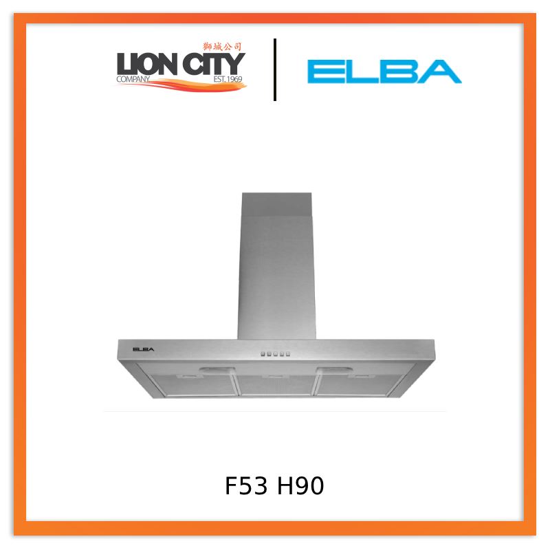 Elba 90cm Stainless Steel Kitchen Chimney Hood F53 H90 - Powerful Ventilation for Smoke & Odor Removal - Perfect for Modern Home Cooking & Grilling