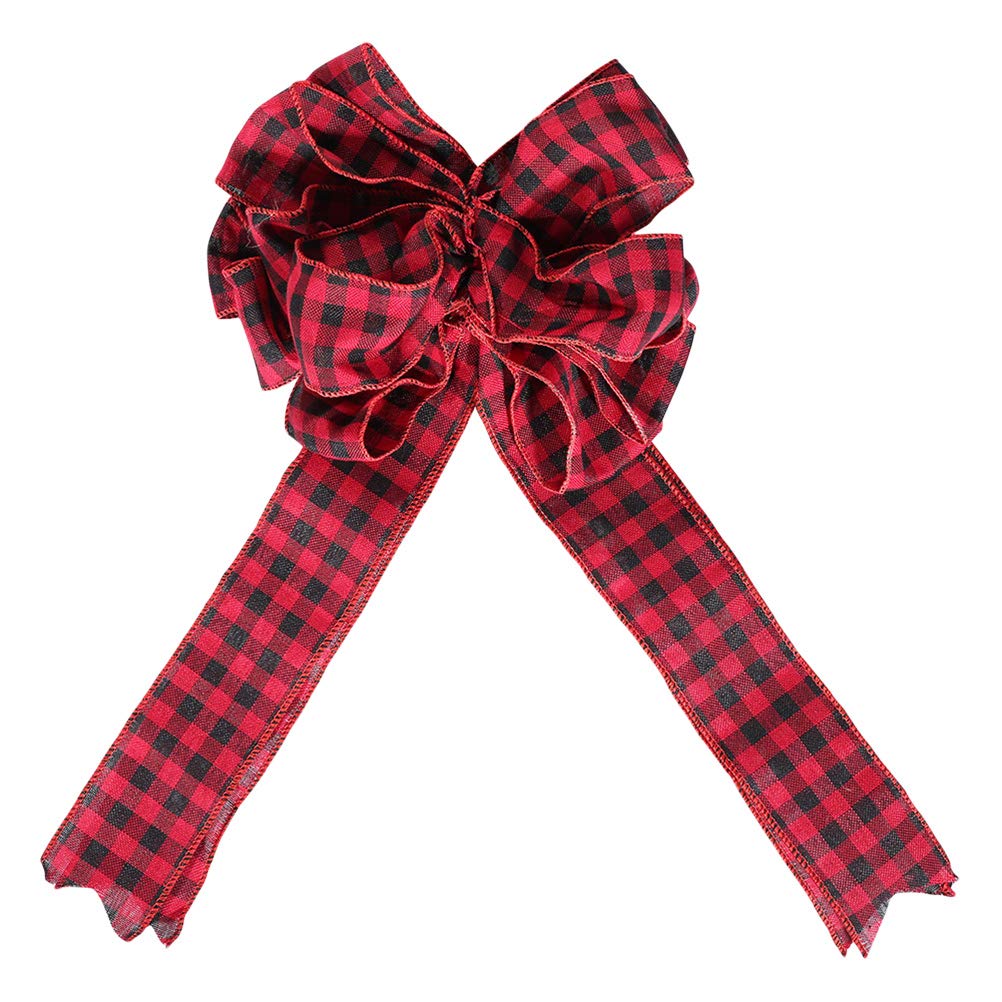 Amosfun Christmas Bowknot Hanging Ornament - 47cm Plaid Print DIY Xmas Tree Decoration for Holiday Party, Home & Office Decor | Christmas Decorations Clearance Sale