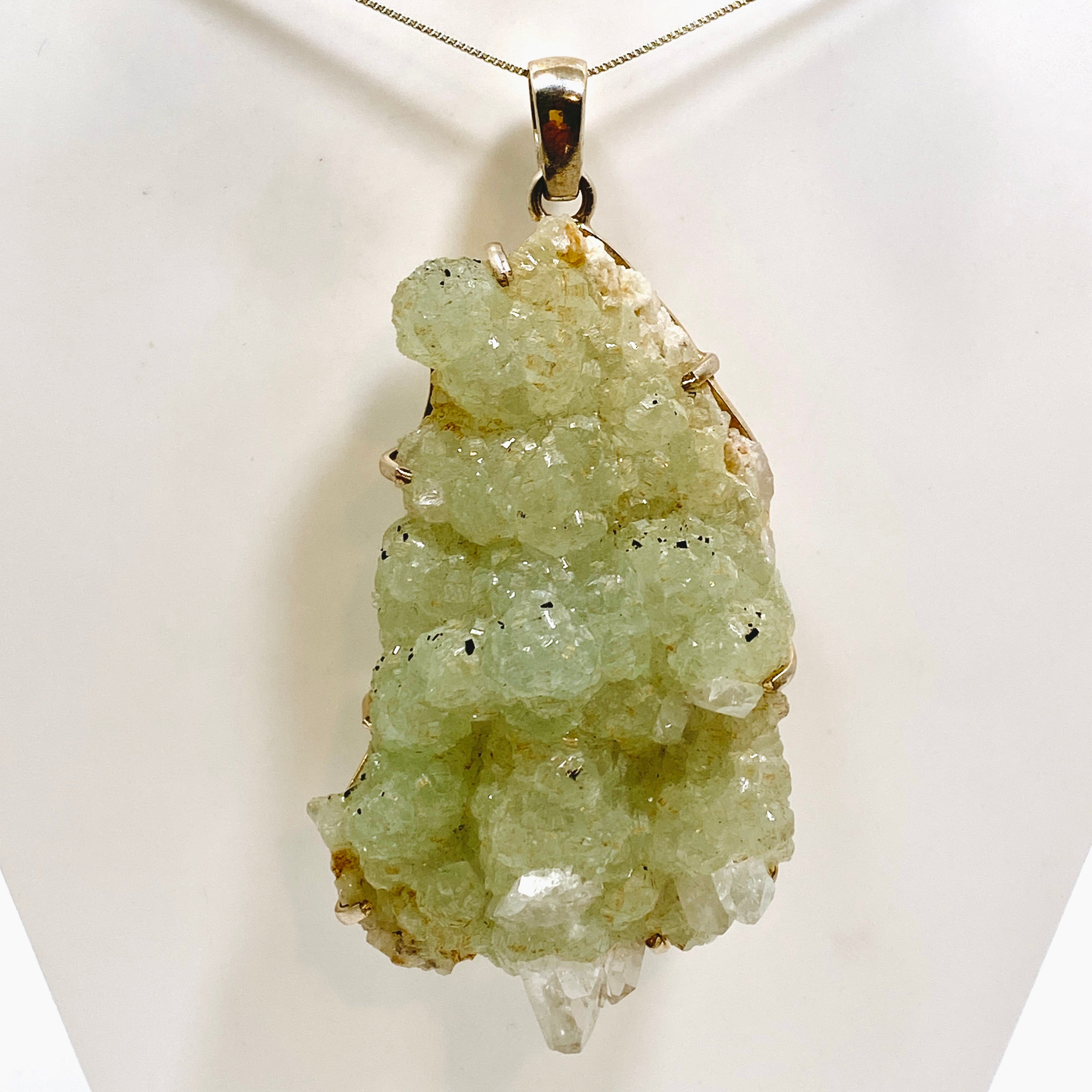 Natural Prehnite Raw Crystal Pendant Necklace - Healing Stone Jewelry for Women - Spiritual Energy & Chakra Balancing - Perfect for Meditation, Yoga & Gift Giving