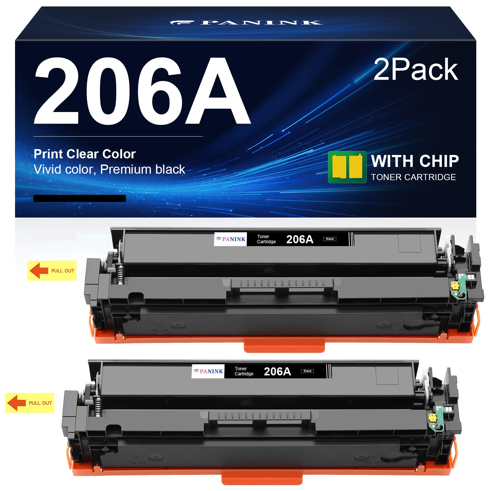 HP 206A/206X Compatible Toner Cartridges (2-Pack Black) - Replacement for W2110A/W2110X - Works with HP Color Pro MFP M283fdw/M255dw/M283cdw Printers - High Yield Printing for Home & Office Use