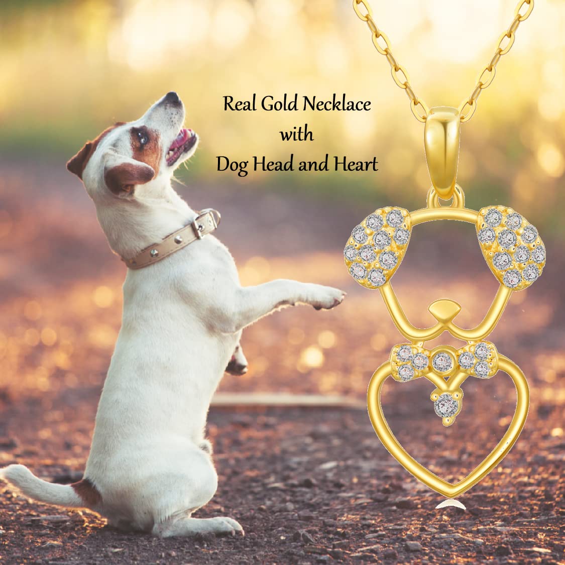 14K Real Gold Dog & Dragonfly Pendant Necklace for Women - Yellow Gold Animal Lover Jewelry Gift (16+1+1 inch) - Perfect for Birthday, Christmas & Everyday Wear