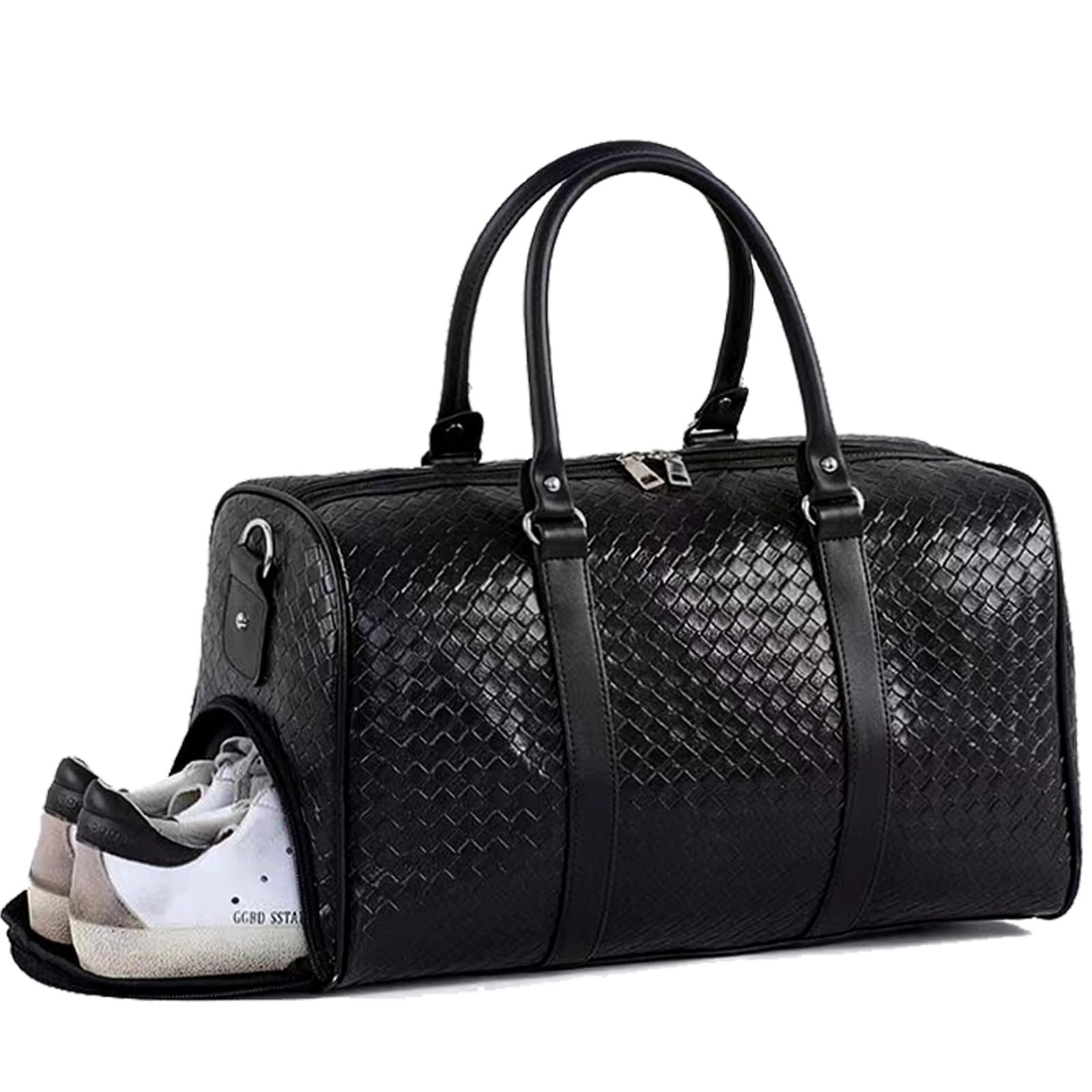 27L Foldable Waterproof Travel Duffle Bag for Women & Men - Gym, Hospital & Weekender Bag with Shoe Compartment & Toiletry Pouch (Black) - Perfect for Labor Delivery, Workouts & Weekend Getaways