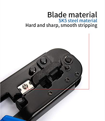 Professional RJ45 Crimp Tool Kit for Cat5/Cat5e Ethernet Cables - Includes RJ-11 & 8P/RJ-45 Crimper, Cutter, Stripper with 20PCS Connectors & 20PCS Covers - Perfect for Network Installation, Cable Repair & DIY Home/Office Wiring Projects