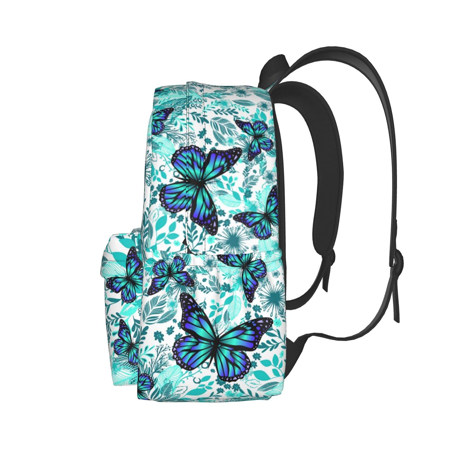 **Delerain 17 Inch Blue Floral Butterflies Laptop Backpack - Lightweight School Bookbag & Travel Daypack for Women & Men - Perfect for College, Work, Camping, Hiking, Beach & Outdoor Adventures**