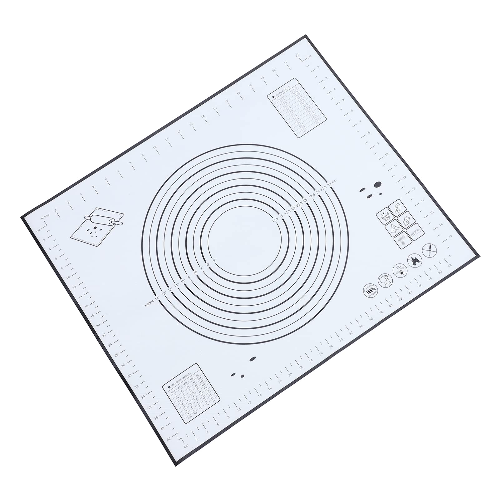 SOLUSTRE Non-Stick Silicone Baking Mat - Reusable Dough Kneading Mat, Pie Crust Mat, Fondant Rolling Mat with Measurement Guide - Food Grade Pastry Mat for Cakes, Cookies & Bread (Perfect for Home Bakers & Professional Kitchens)