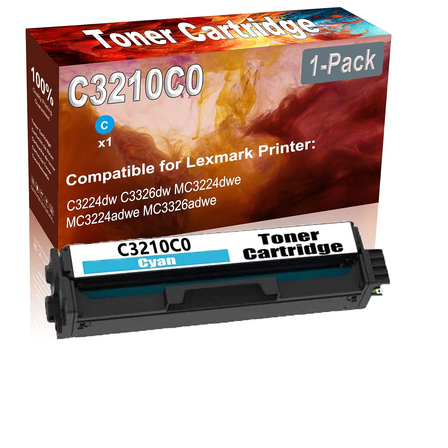 High Capacity Cyan Laser Toner Cartridge Replacement for Lexmark C3224dw C3326dw MC3224dwe & C3210C0 Printers - 1-Pack - Perfect for Office & Home Printing Needs