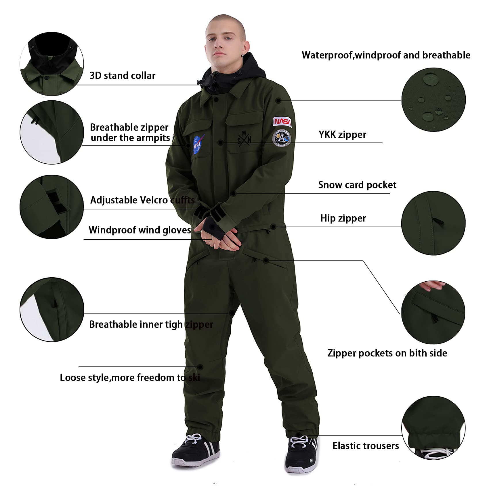 GSOU SNOW Waterproof Windproof Insulated Ski Suit for Women & Men - One Piece Snowsuit for Skiing, Snowboarding & Winter Sports | Perfect for Ski Resorts & Snowy Adventures