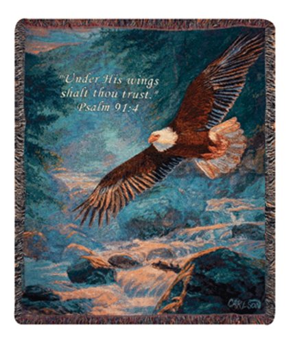 American Majesty Eagle Psalm 91:4 Inspirational Tapestry Throw Blanket 50x60 Inches - Perfect for Home Decor, Sofa Cover, Bedspread & Gift