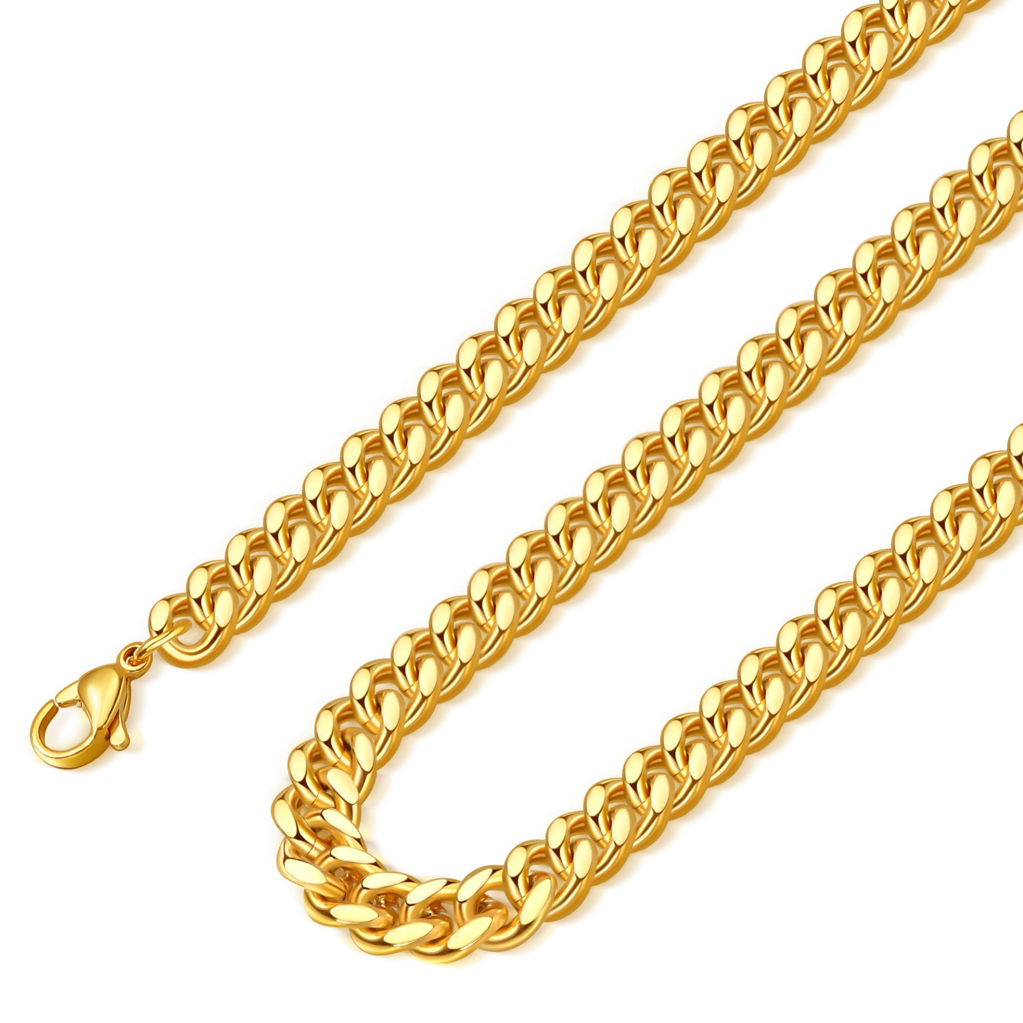 18K Gold Plated Stainless Steel Cuban Link Chain for Men - Silver & Gold Hip Hop Jewelry - Perfect for Gifts, Parties, and Streetwear Fashion