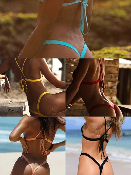 ZASUWA Women's Sexy Cross Cutout Micro Bikini Set - High Waist Brazilian Swimwear for Beach, Pool Party & Summer Vacation
