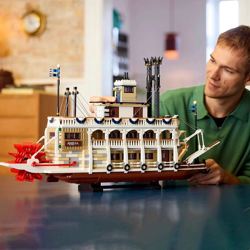 4090-Piece River Steamboat Model Building Kit - DIY Historical Ship Replica for Adults & Teens - Perfect for Collectors, Home Decor, and Educational STEM Projects