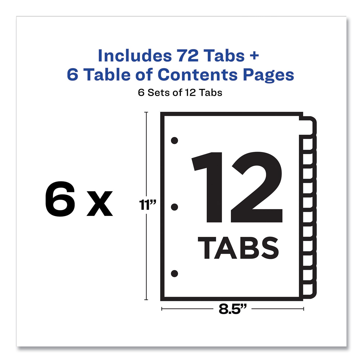 Avery® Customizable Table of Contents Dividers - 12 Tab Index, 1-12, 11