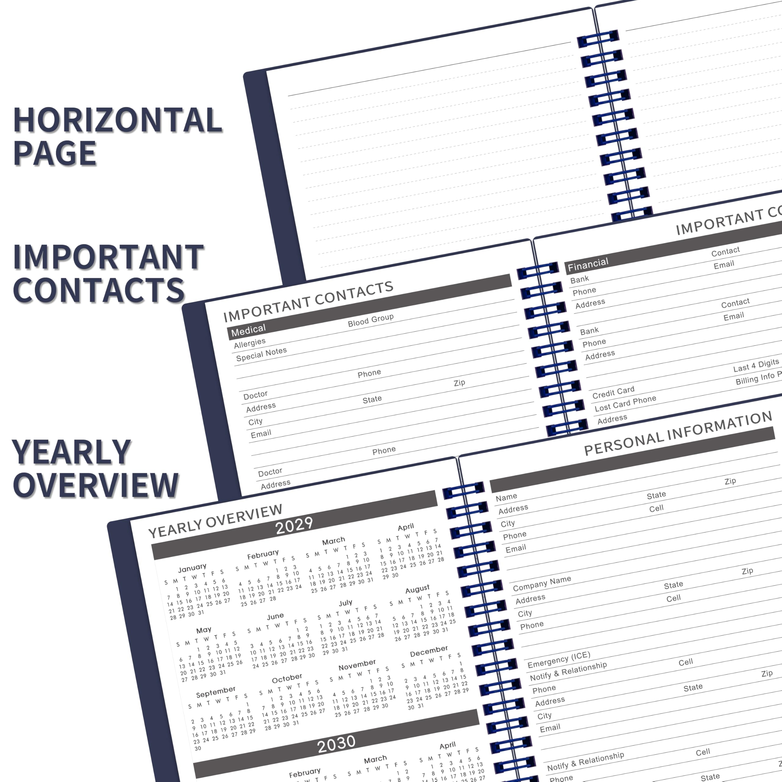 5-Year Monthly Planner 2025-2030 with Tabs | 60 Months, Two-Side Pocket & Notes Pages | 6.4
