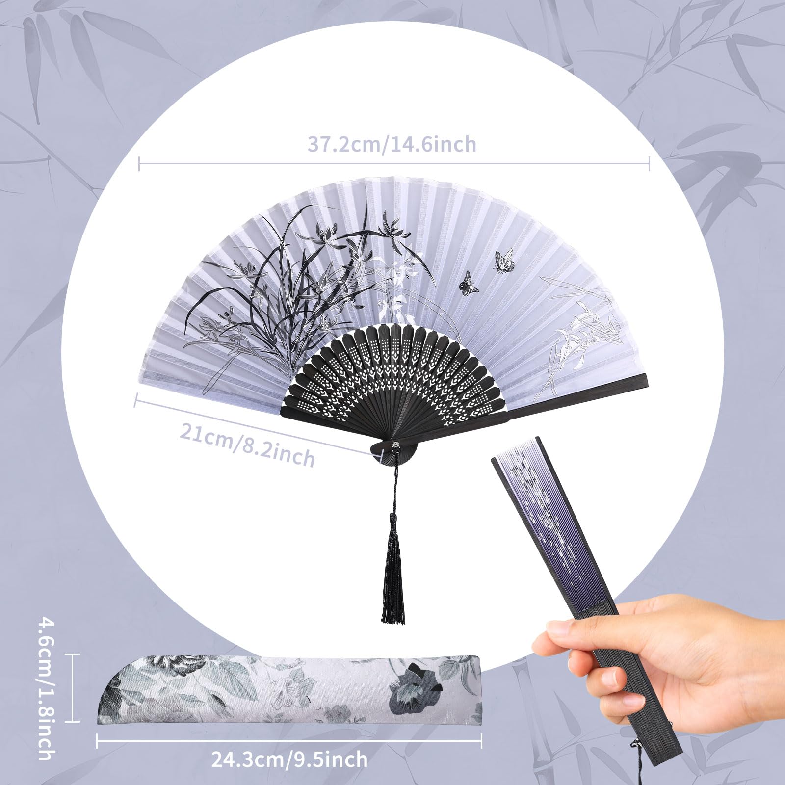GWHOLE 4-Piece Folding Hand Fan Set - Elegant Silk & Bamboo Fans for Weddings, Parties, Performances & Home Decor - Perfect for Bridal Shower, Dance Props, and Cultural Events