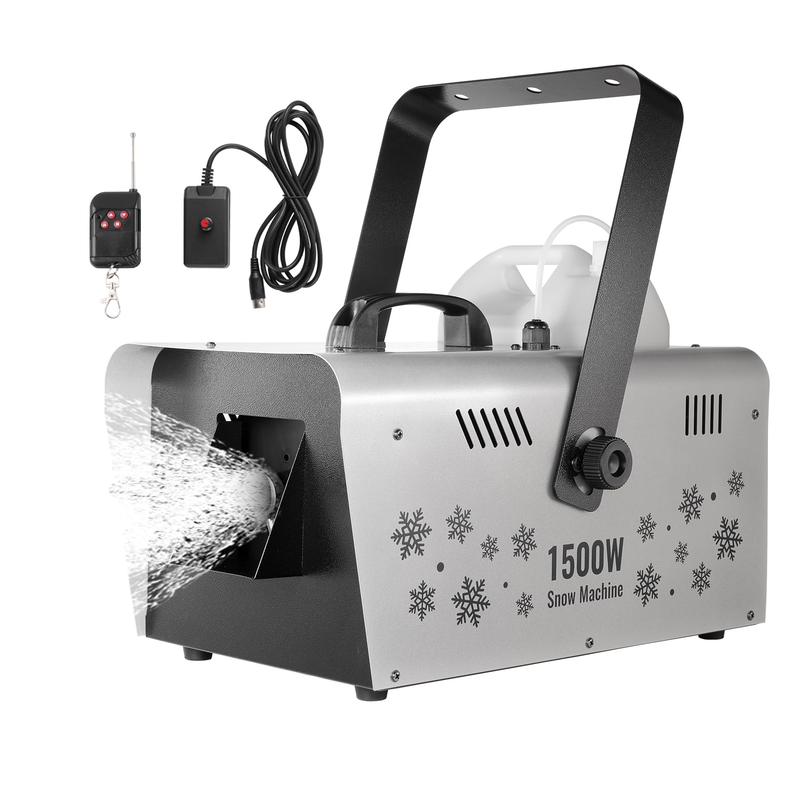 VEVOR 1500W Snow Machine with 2 Remotes & 5L Water Tank - High Output Snowflake Maker for Christmas Decorations, Halloween Parties, Wedding Events, DJ Shows & Stage Effects - Indoor/Outdoor Winter Wonderland Creation
