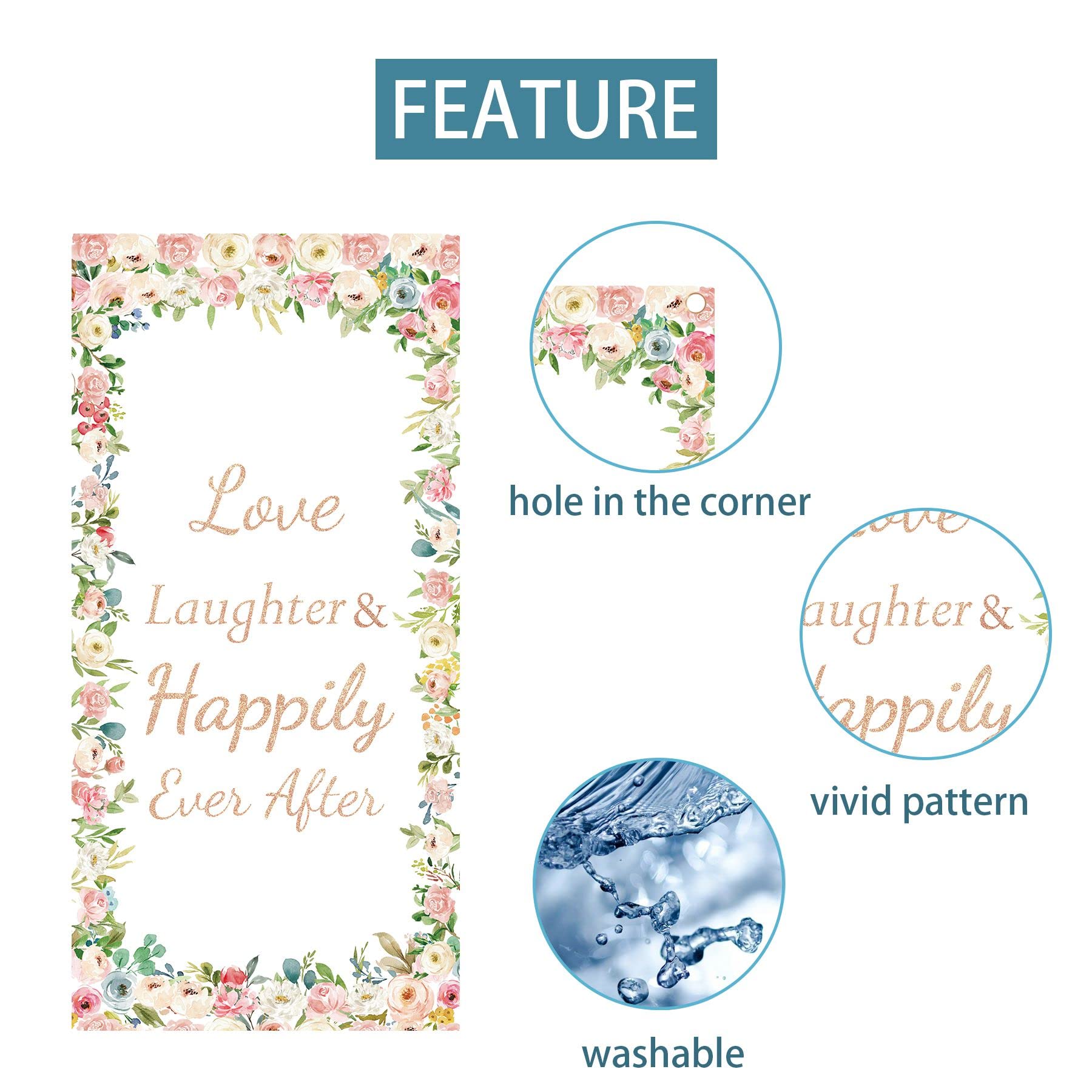 Joyiou Love Laughter Happily Ever After Backdrop Banner - Wedding, Engagement Party Decorations - Bridal Shower Door Cover & Photo Booth Props - Perfect for Wedding Receptions, Anniversary Celebrations & Romantic Photo Shoots
