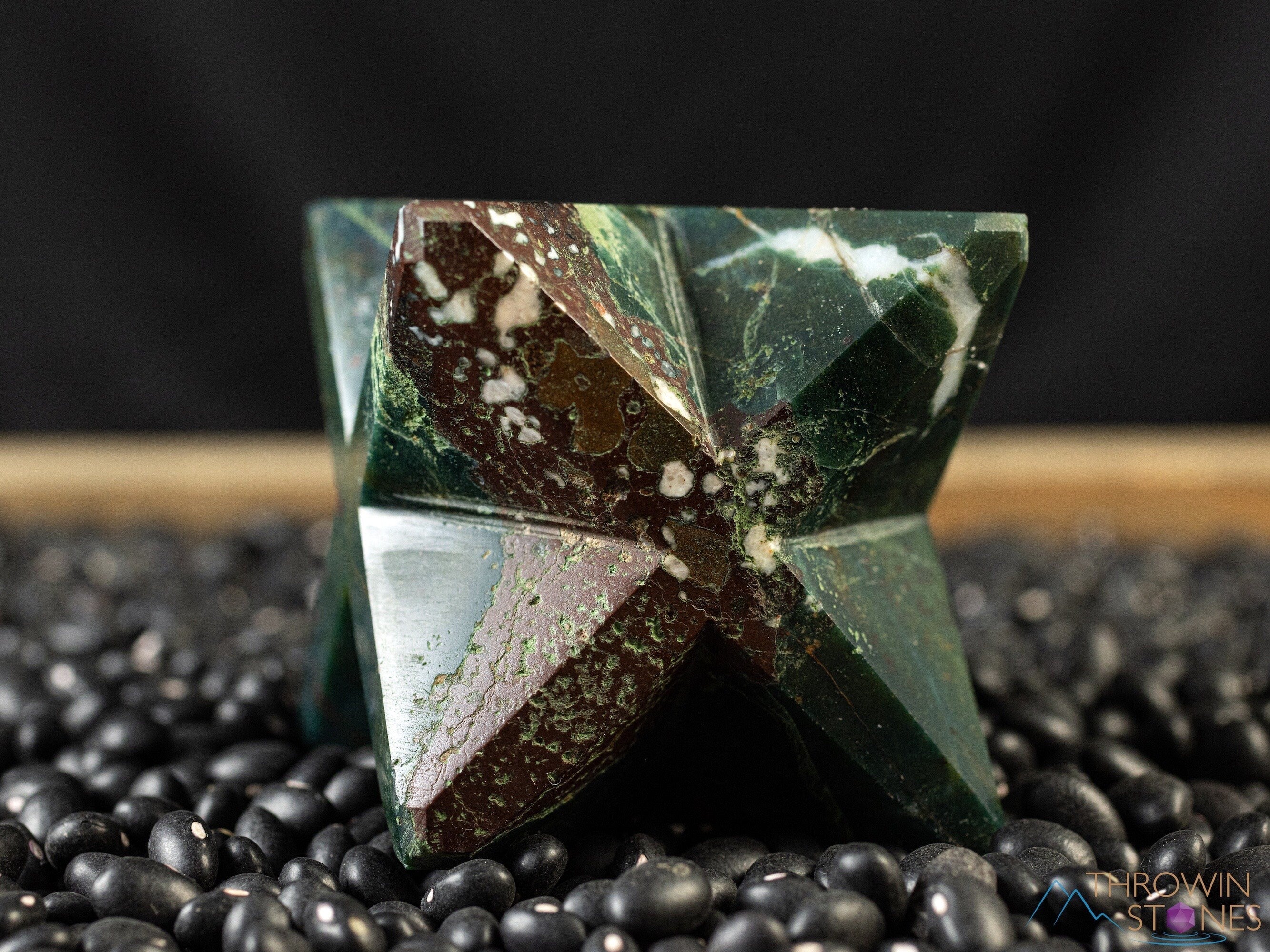 Healing Heliotrope Bloodstone Crystal Merkaba Star - Sacred Geometry Metaphysical Stone for Meditation, Energy Work & Spiritual Healing | E2148