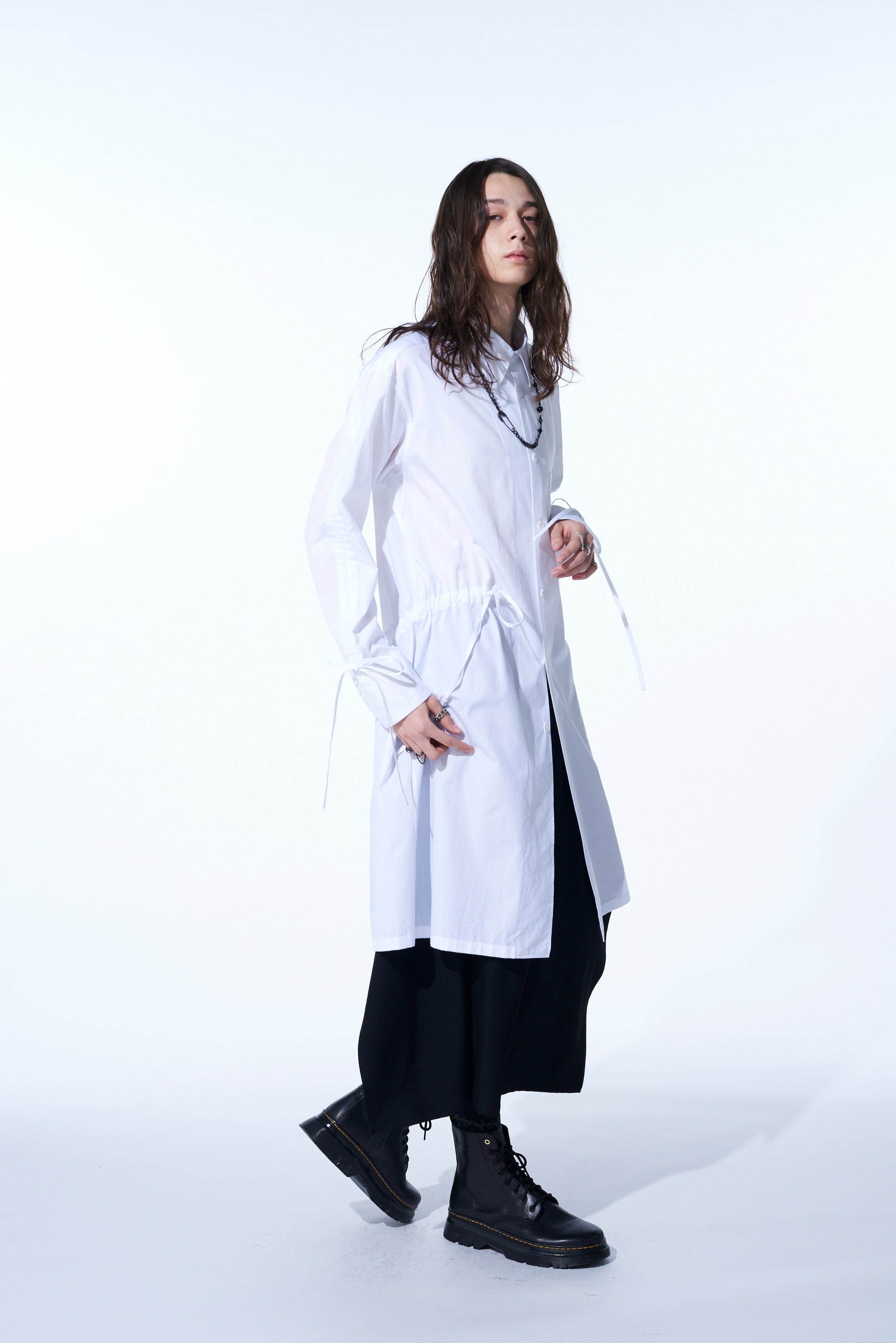 Oversized Long Cotton Broadcloth Shirt with Gathered Strings - Casual Loose Fit Button Down Tunic Top for Women | Perfect for Layering, Beach Cover-Up & Boho Outfits