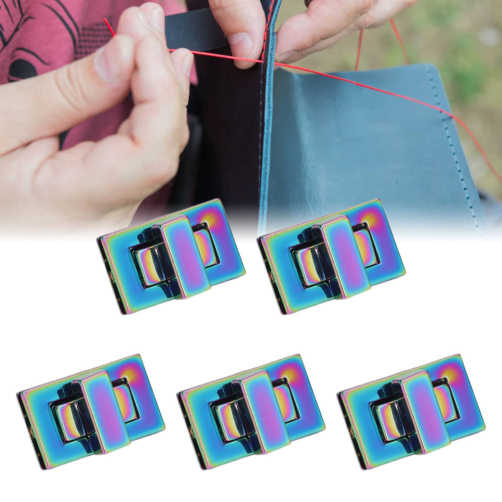 5-Piece Turn Lock Clasp Set - Premium Purse Closure Hardware for Handbags, Craft Bags & DIY Projects (Perfect for Purse Making, Wallet Repair & Leather Craft Accessories)