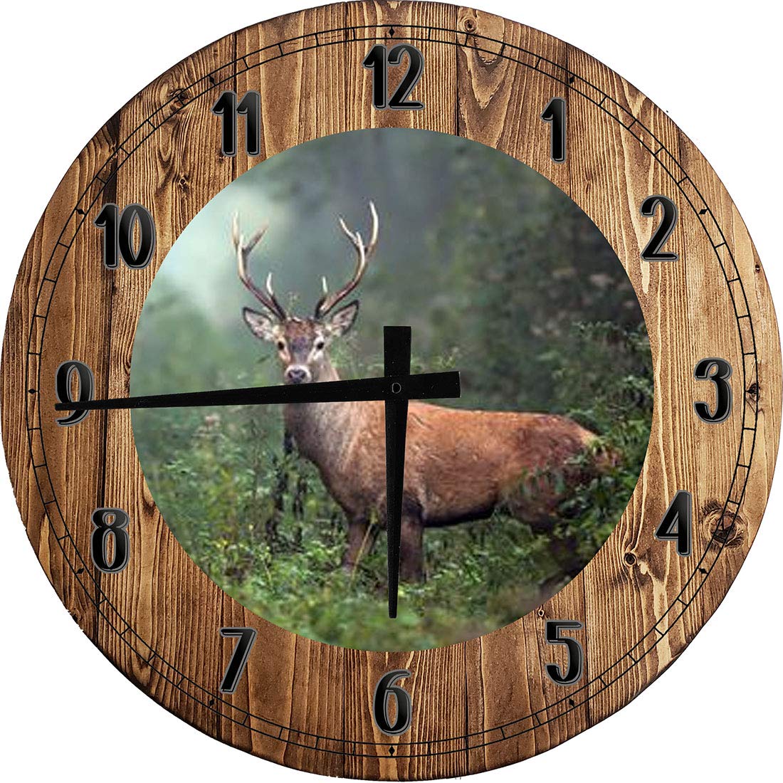 24 Inch Large Round Deer Hunting Wall Clock - Battery Operated Rustic Decor for Garage, Man Cave, Hunting Lodge & Cabin Decor