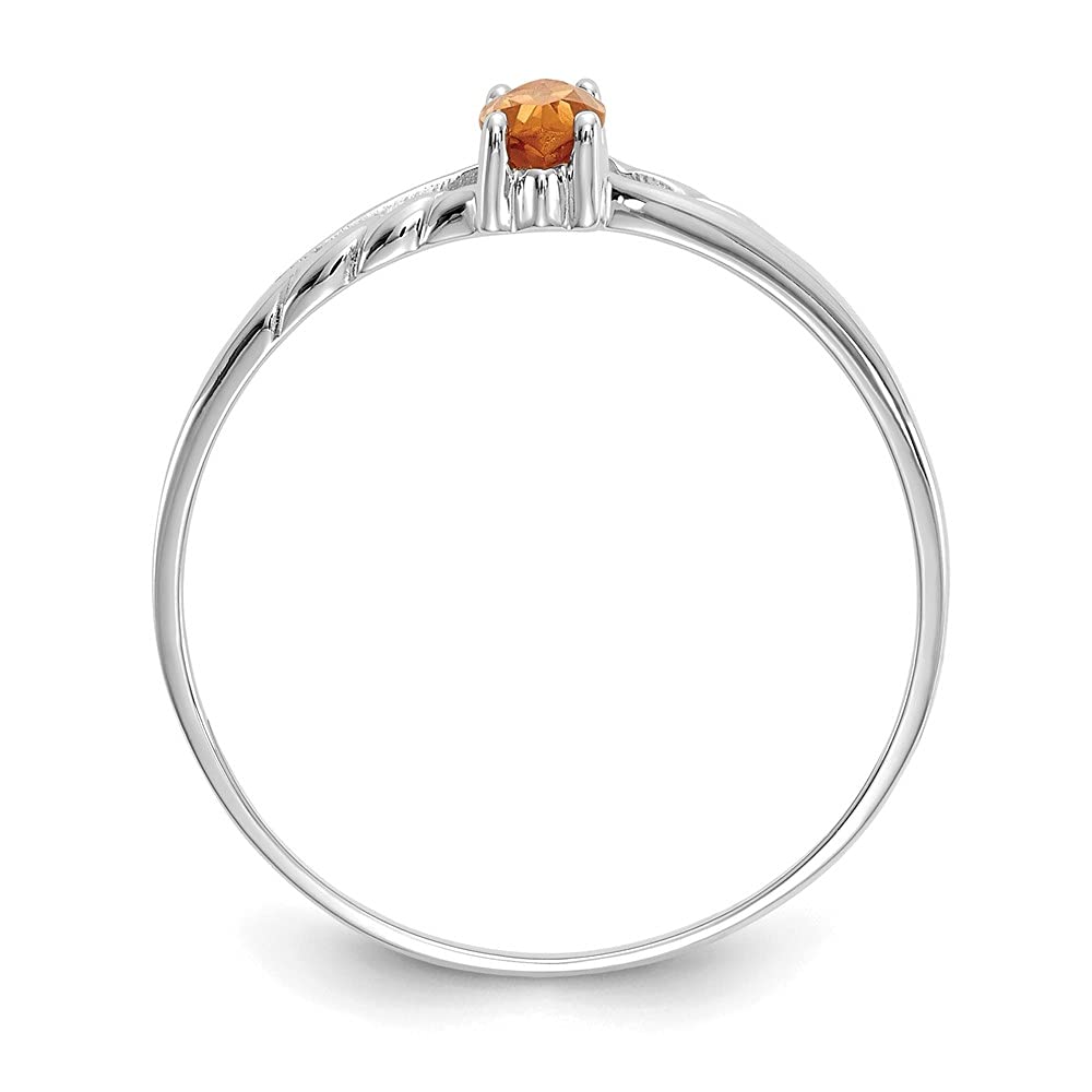 14k White Gold Citrine Ring for Women - Elegant Birthstone Jewelry Gift for Her, Size 7 - Perfect for Anniversaries & Special Occasions