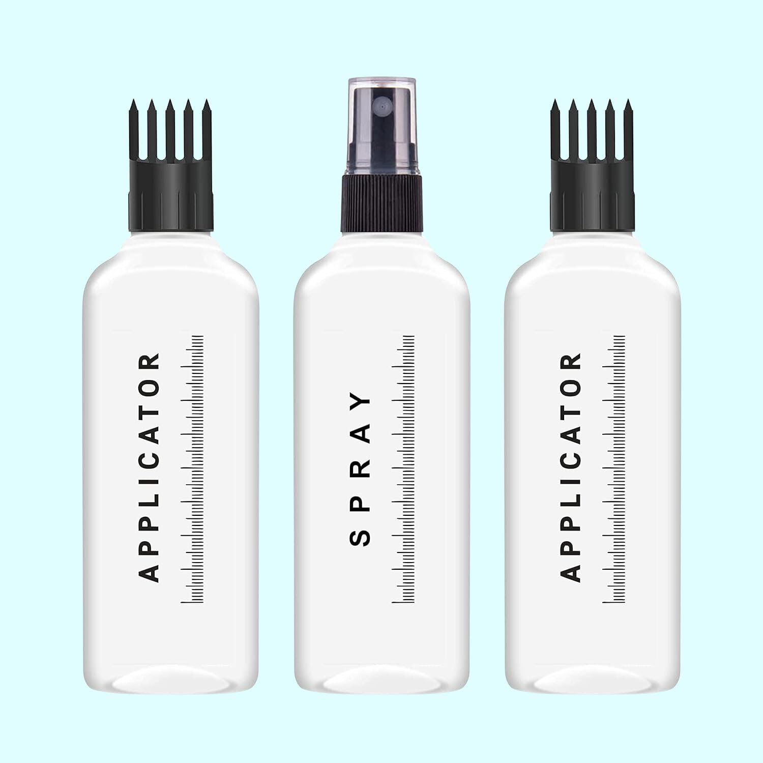 Flemco 100ml Hair Root Applicator Bottle with Comb Cap - Fine Mist Spray & Flip Top for Hair Oil, Shampoo & Scalp Treatments | Refillable Multipurpose Bottles (Set of 3) | Perfect for At-Home Hair Care & Salon Use