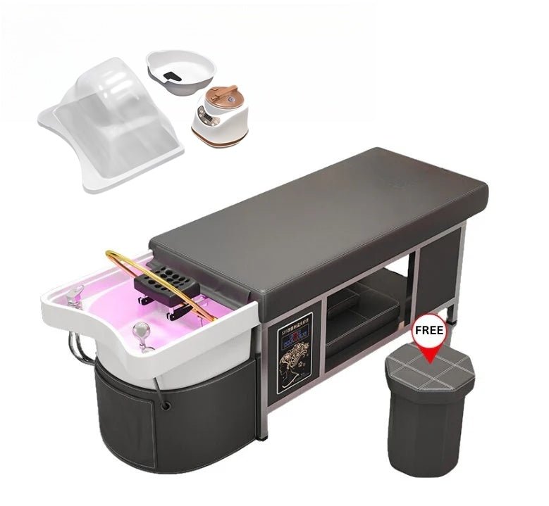 Premium Greenlife Paramount Thai Head Spa Salon Bed with Stainless Steel & Ceramic Basin - Complete Set for Professional Hair Washing & Scalp Massage in Salons & Spas