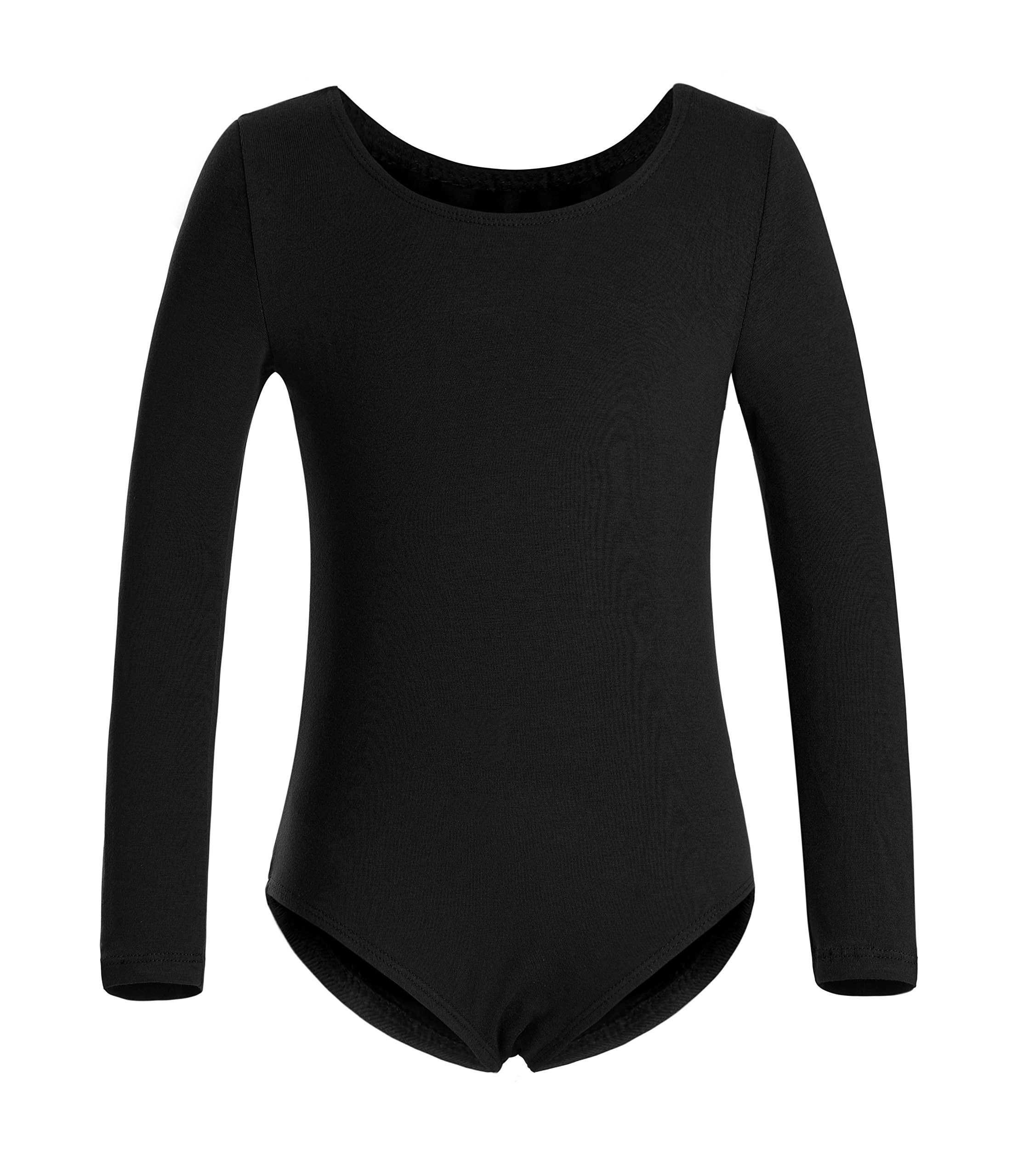 DANSHOW Girls' Long Sleeve Leotard for Gymnastics, Ballet & Dance - Stretchy Basic Team Leotard for Toddlers - Perfect for Recitals, Classes & Performances