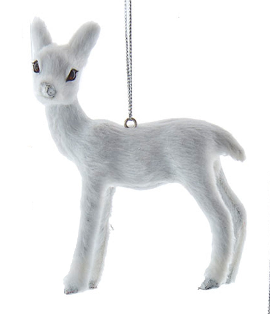 3 Pack Furry Winter White Wildlife Ornaments - Cute Fox, Rabbit & Deer Christmas Tree Decorations for Holiday Home Decor, Gift Giving & Winter Wonderland Theme Party