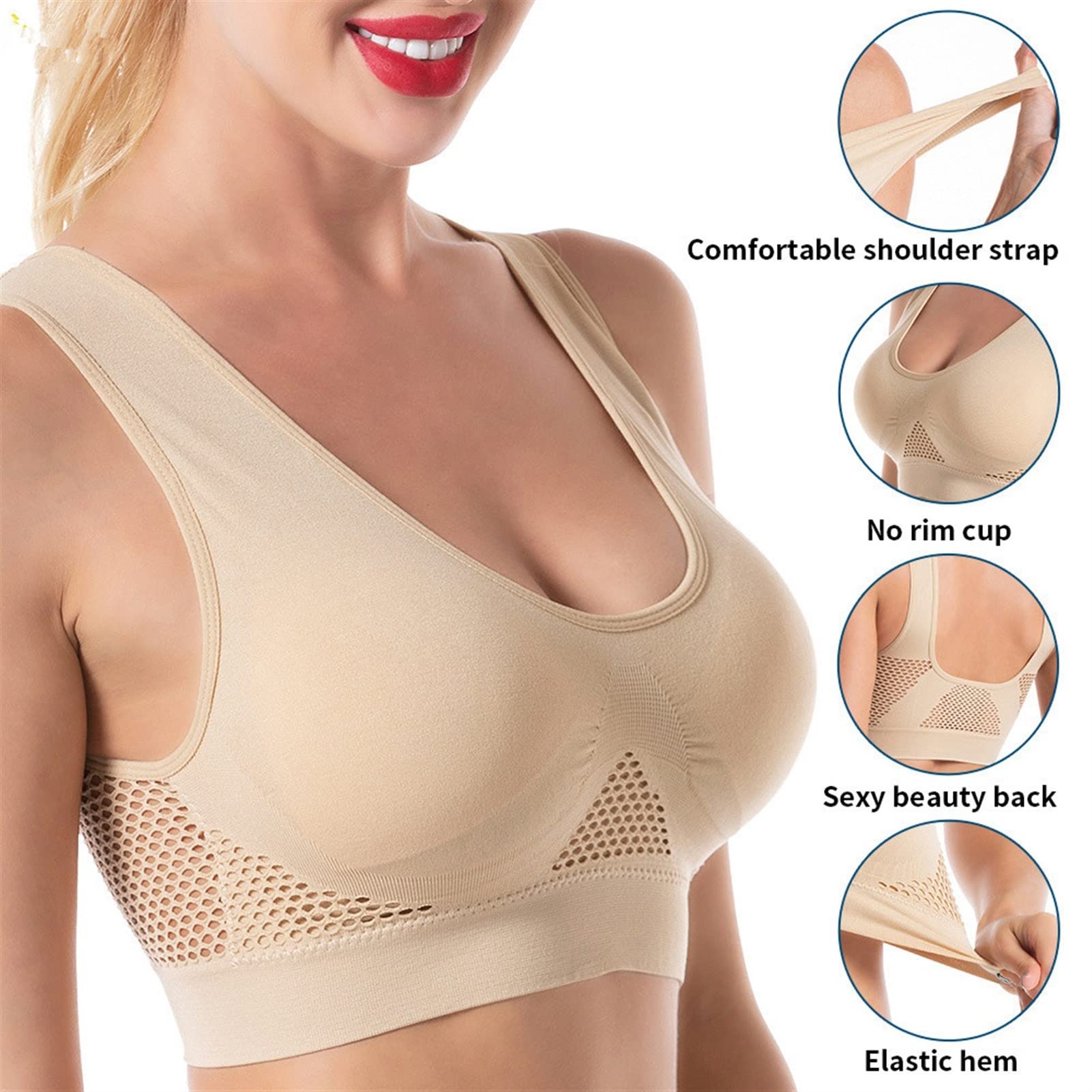 Women's Ultra Fit Shockproof Sports Bra - Breathable Back Support, Full Coverage Yoga Fitness Top - Earth Gray, Size X-Large (S-6XL) - Perfect for Gym, Running, Workouts & Active Lifestyles