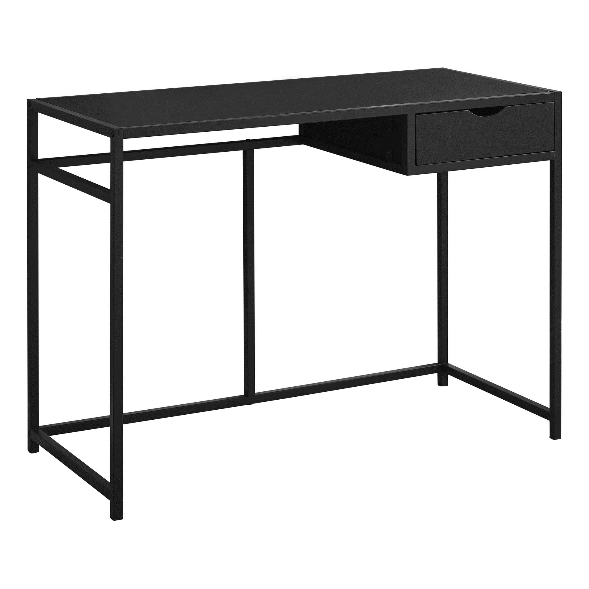Ergonomic 42 Inch Computer Desk with Black Metal Frame - Home Office Desk for Work, Study, and Gaming - Perfect for Small Spaces & Modern Workspaces