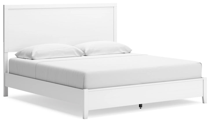 Binterglen Full Panel Bed - Queen Size, Solid Wood Frame with Upholstered Headboard, Modern Platform Bed for Bedroom - Perfect for Master Bedroom, Guest Room, or Apartment