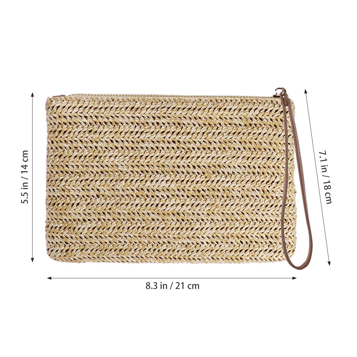 Bohemian Straw Clutch Bag with Zipper - Women's Wristlet Handbag for Summer Beach, Travel & Date Night | Eco-Friendly Woven Straw Purse for Women & Girls