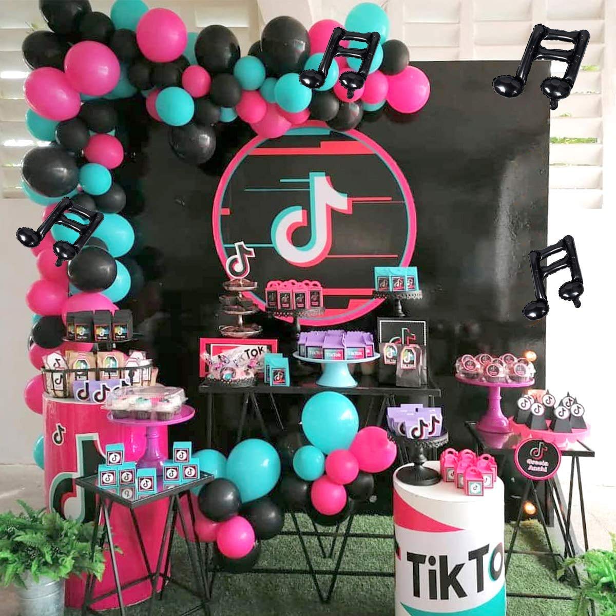 10Pcs Black Music Note Foil Balloons - Music Theme Party Decorations for Birthday, Rock Star, Rock & Roll Events - Baby Shower Decorations for Boys & Girls - Perfect for Concerts, DJ Parties & Music Lover Celebrations