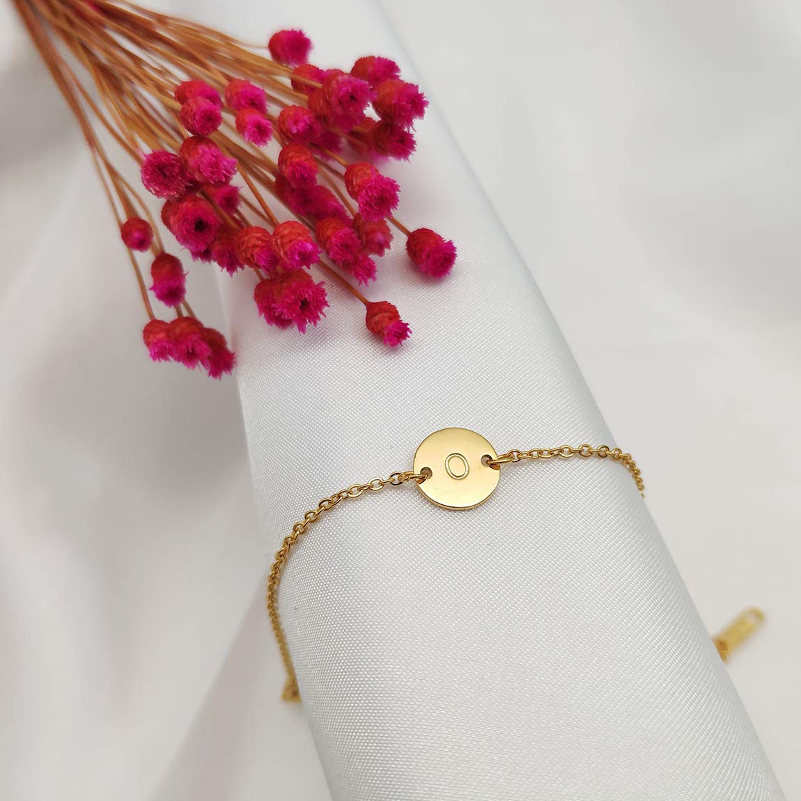Personalized Initial Bracelet for Women - 18K Gold Plated Stainless Steel Letter Charm Bracelet with Dainty Coin & Disc Name Tag | Perfect Gift for Birthday, Anniversary & Everyday Wear