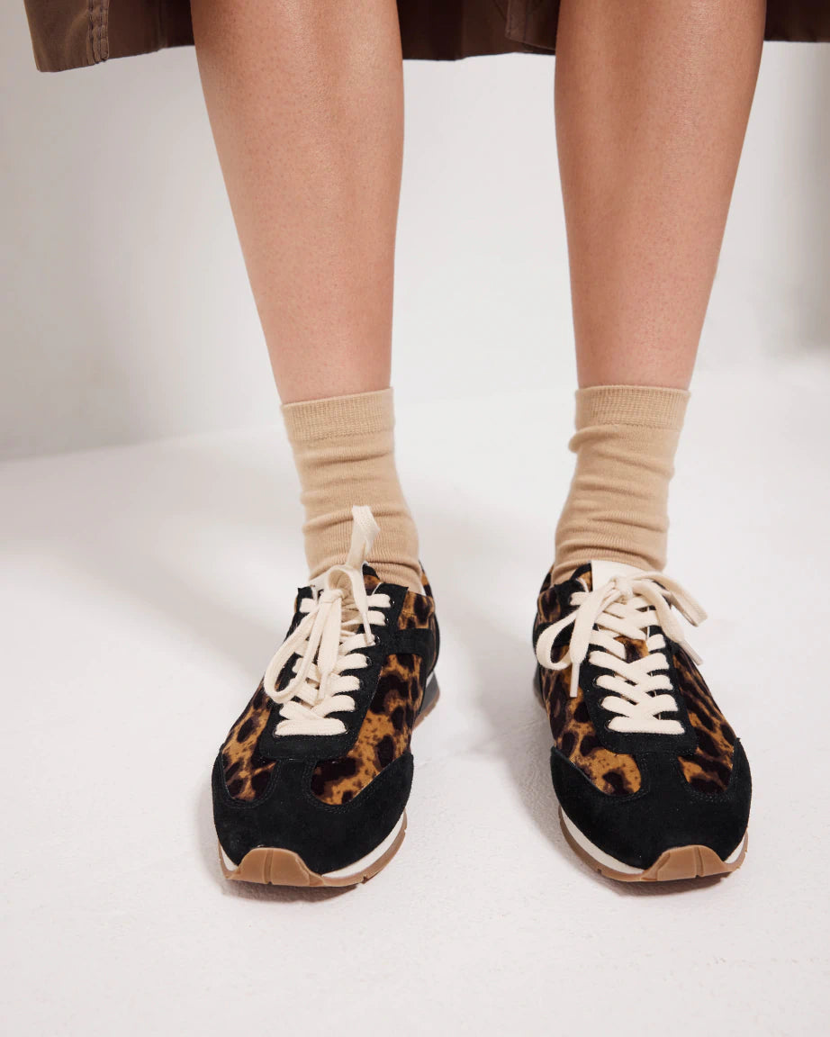 Ballet Core Sneakers for Women - Leopard Print Velvet Slip-On Shoes | Comfortable & Stylish for Dance, Casual Wear & Everyday Outfits