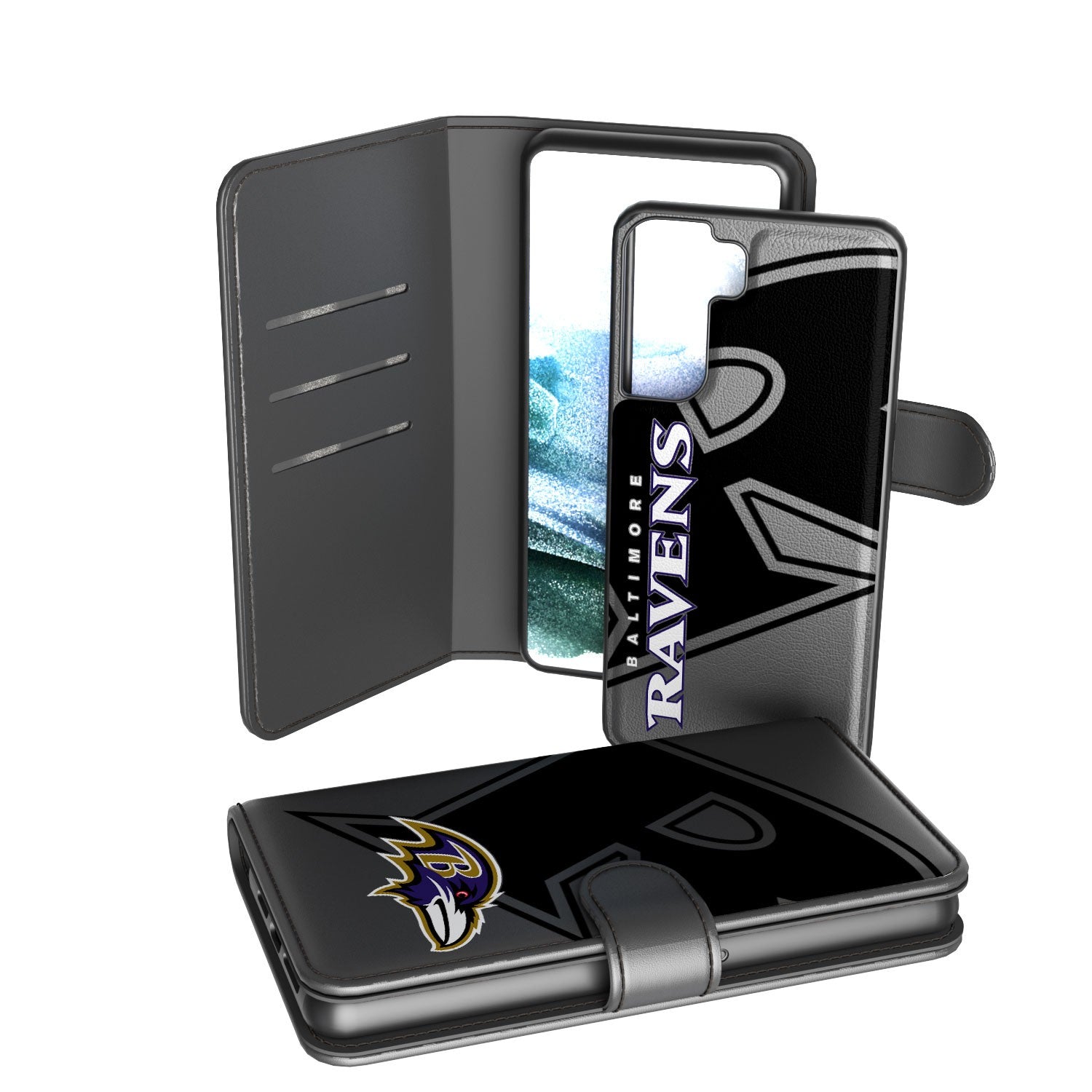 Baltimore Ravens Tilt Wallet Case - Slim RFID Blocking Phone Cover with Card Holder - Perfect for NFL Games, Travel & Everyday Use