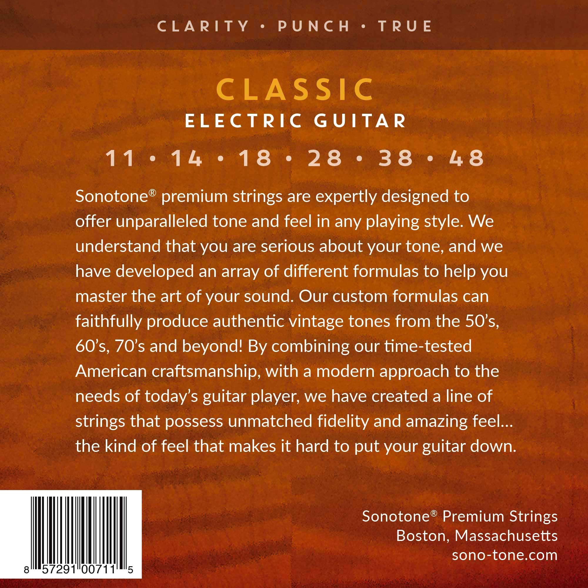 SonoTone Classic 11-48 Medium Electric Guitar Strings - Custom Nickel Plated, Hand-Wound Hex Core for Superior Tone Clarity & Bright Punch | Perfect for Rock, Blues & Studio Recording | Made in USA